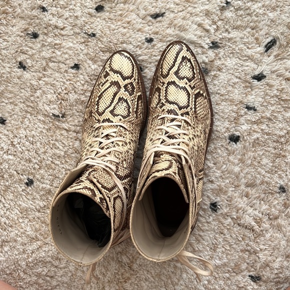 Freda Salvador Ralf Embossed Snake Lace Boots in Vanilla - Picture 3 of 9